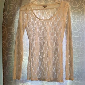 Express white sheer lace top